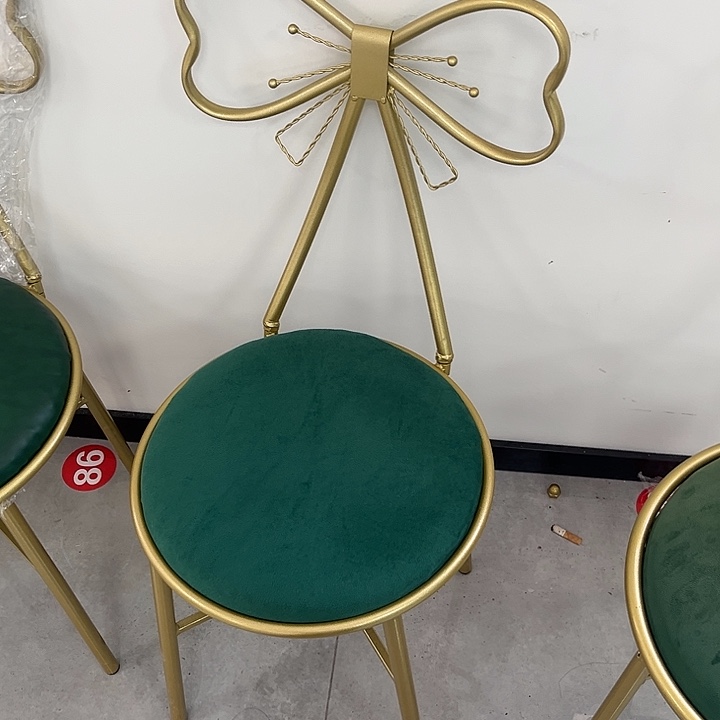 你***统4张绿色蝴蝶椅绒布绒布的