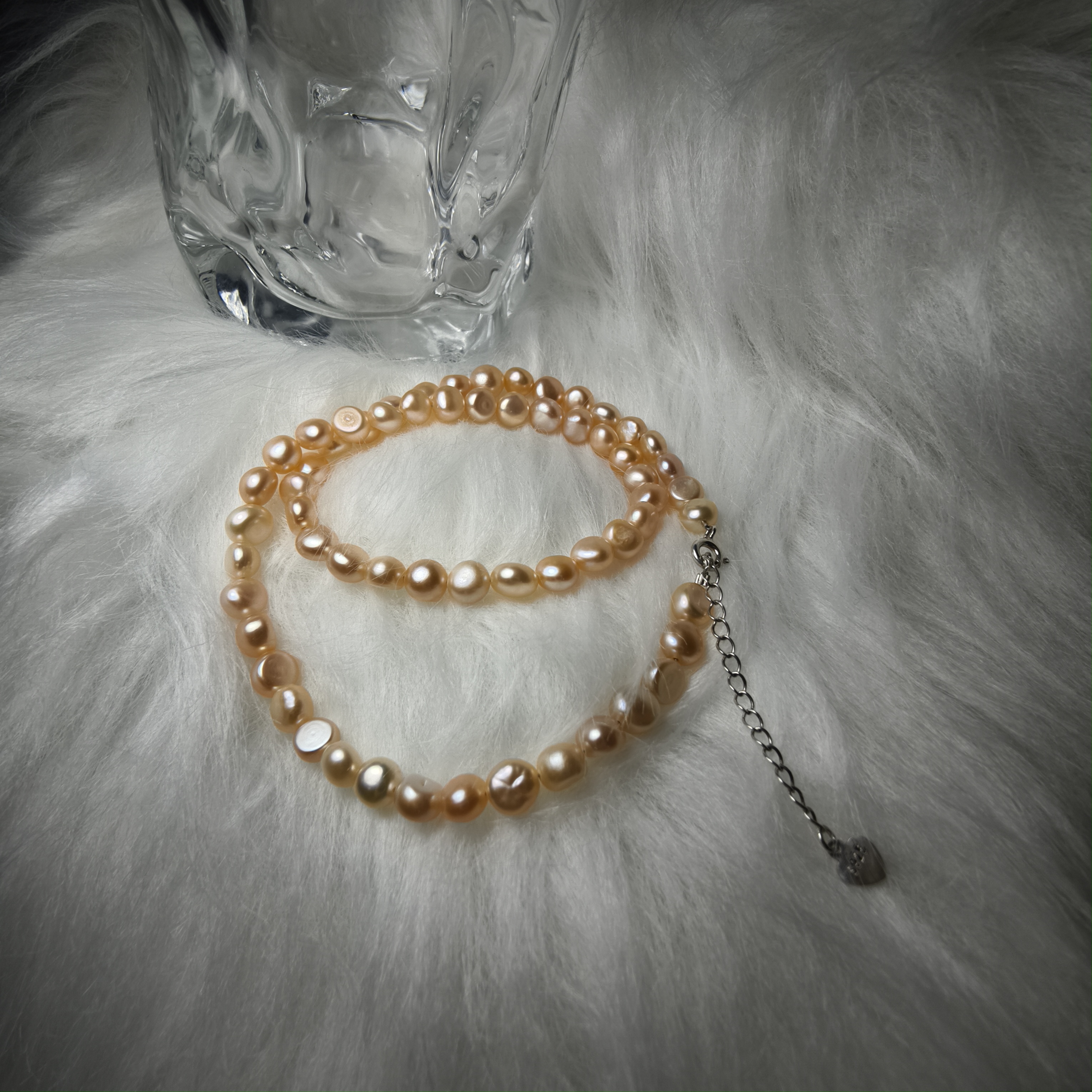 珠珠漫天然淡水珍珠橙色香槟巴洛克6-7mm项链个性温柔百搭锁骨链