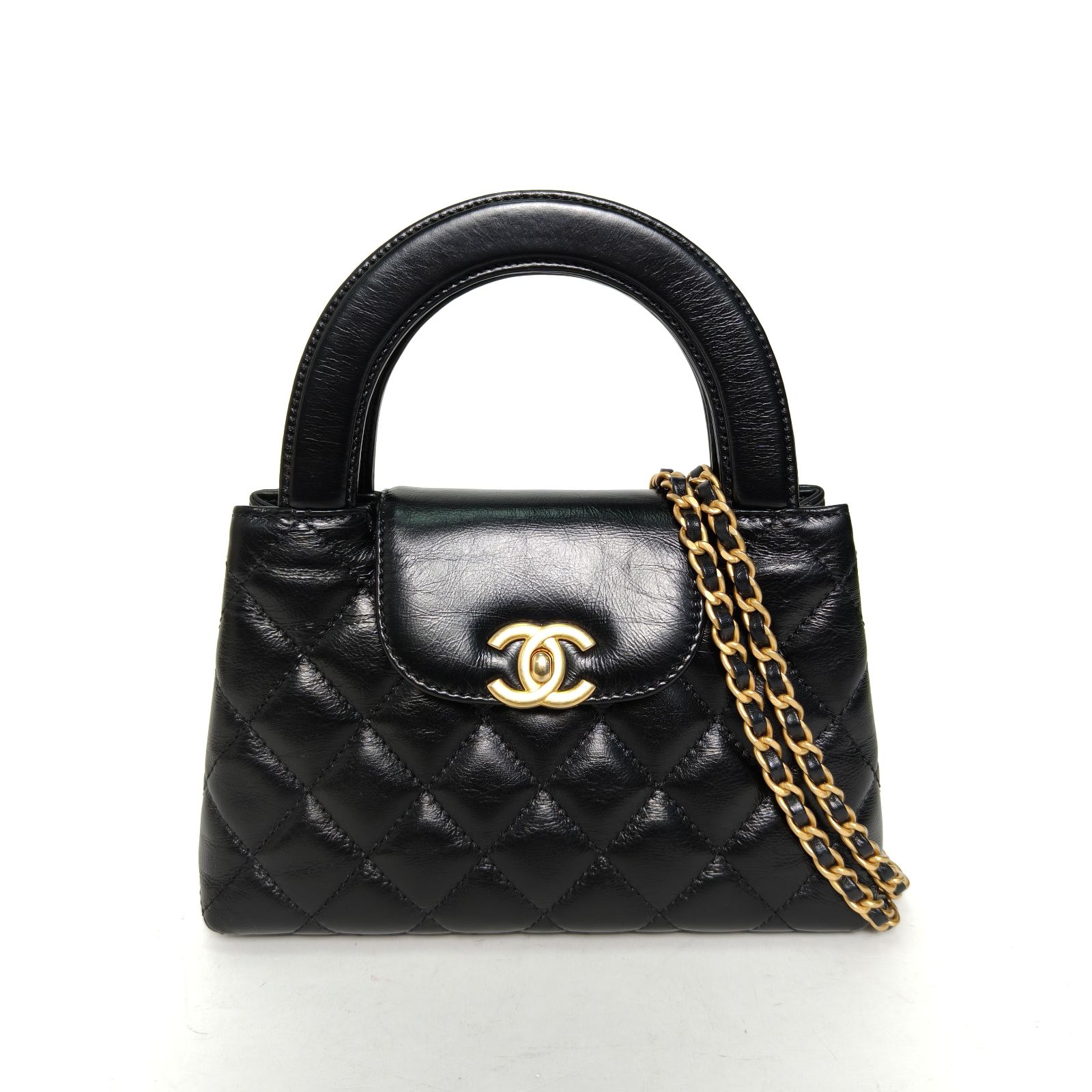 99新 Chanel/香奈儿 花花23K Kelly链条手柄 手提包 小号芯片开 