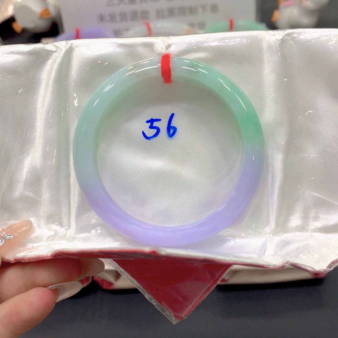 翡翠未镶嵌手镯56正