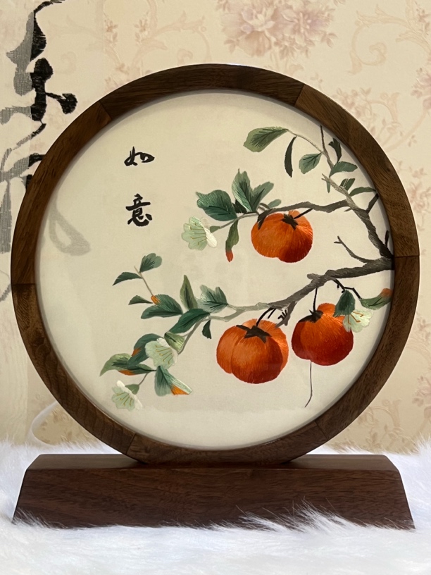 手工精品苏绣实木摆件
