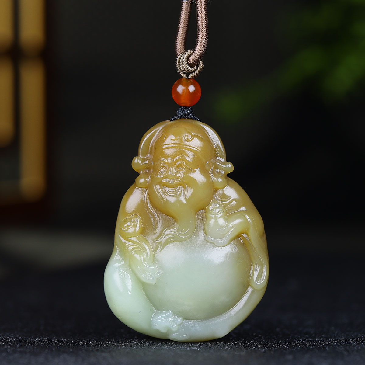 121224和田玉糖白玉财神挂件
