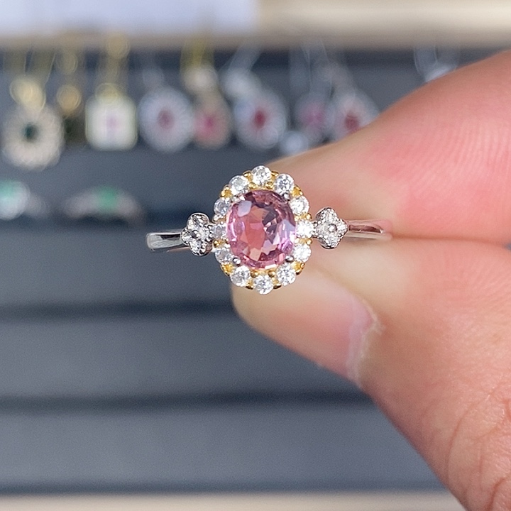 碧玺戒指银S925镶嵌戒指