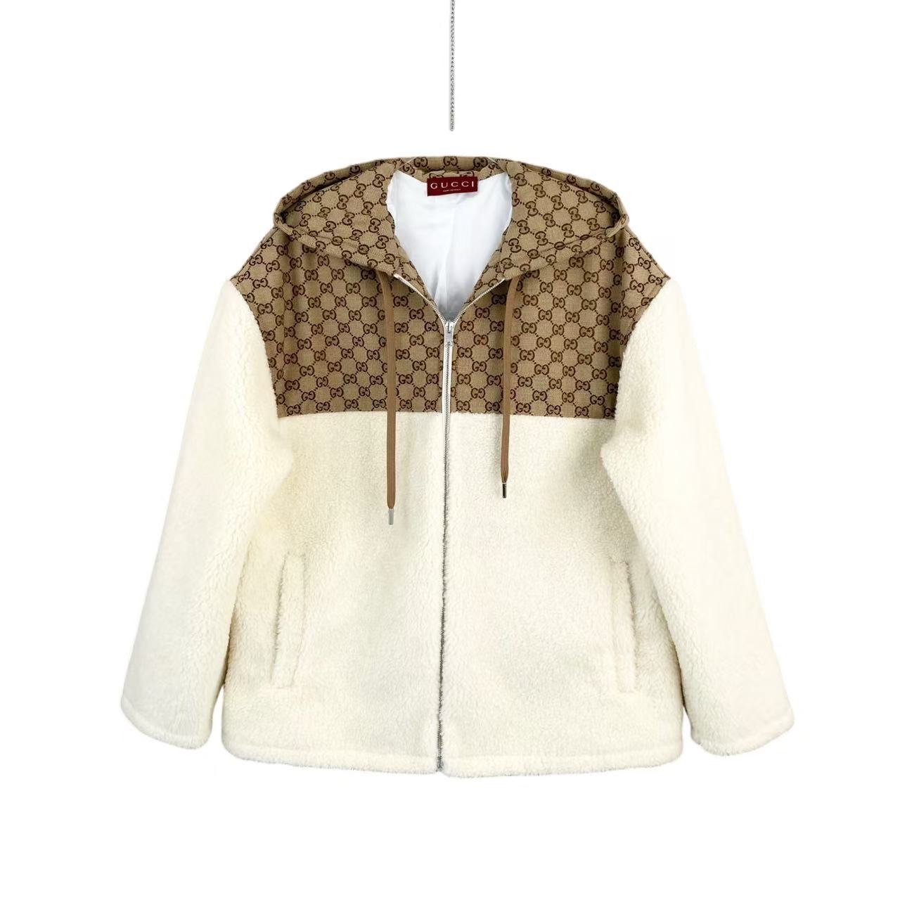 99新 GUCCI/古驰 AA2825 批量  羊毛 24ss双G印花羊羔毛外套 S码