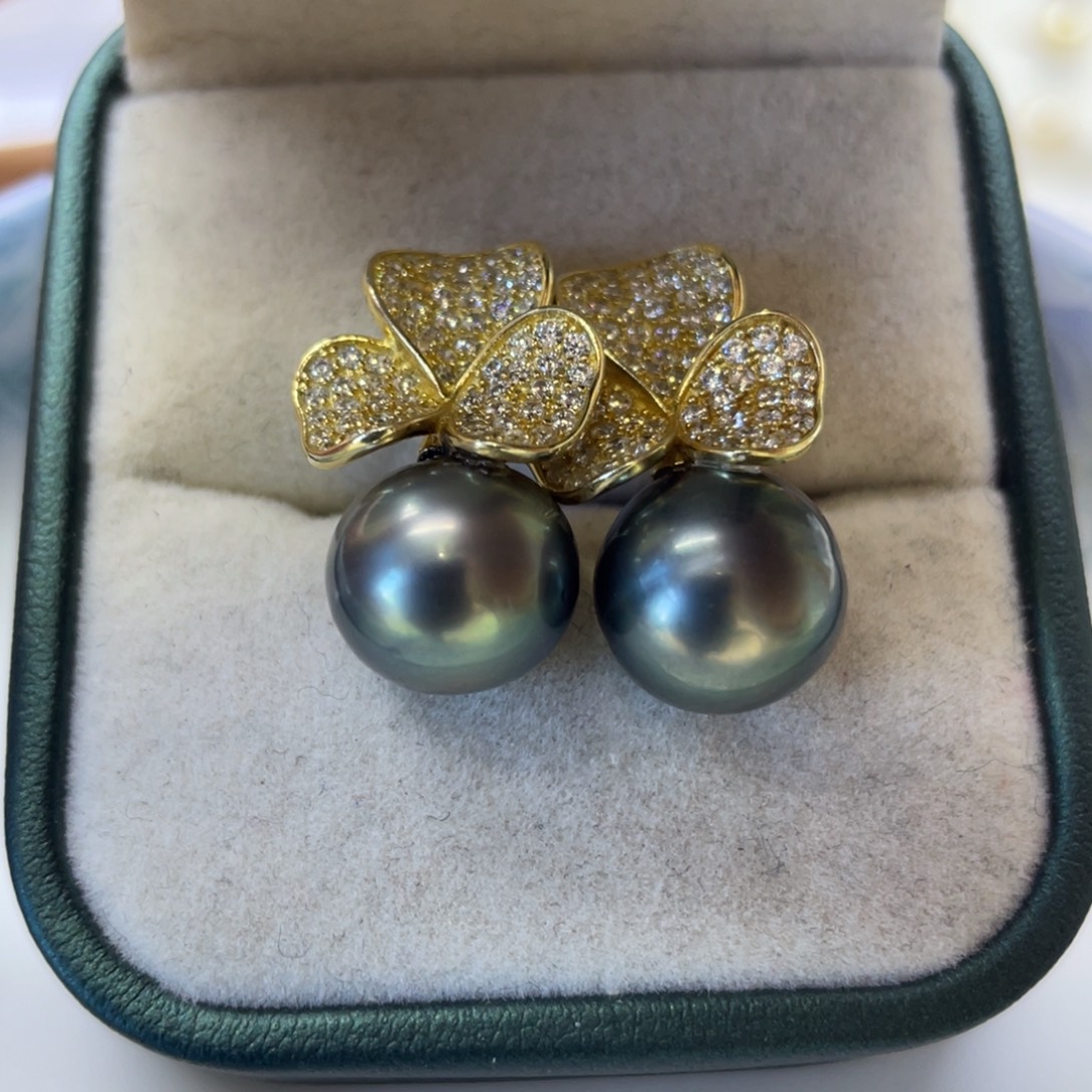 海水珍珠耳饰银S925镶嵌