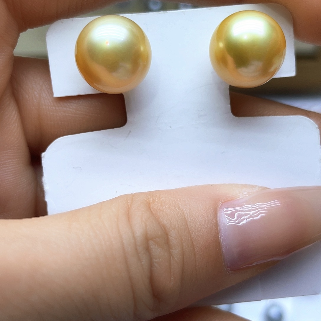 海水珍珠耳饰银S925镶嵌