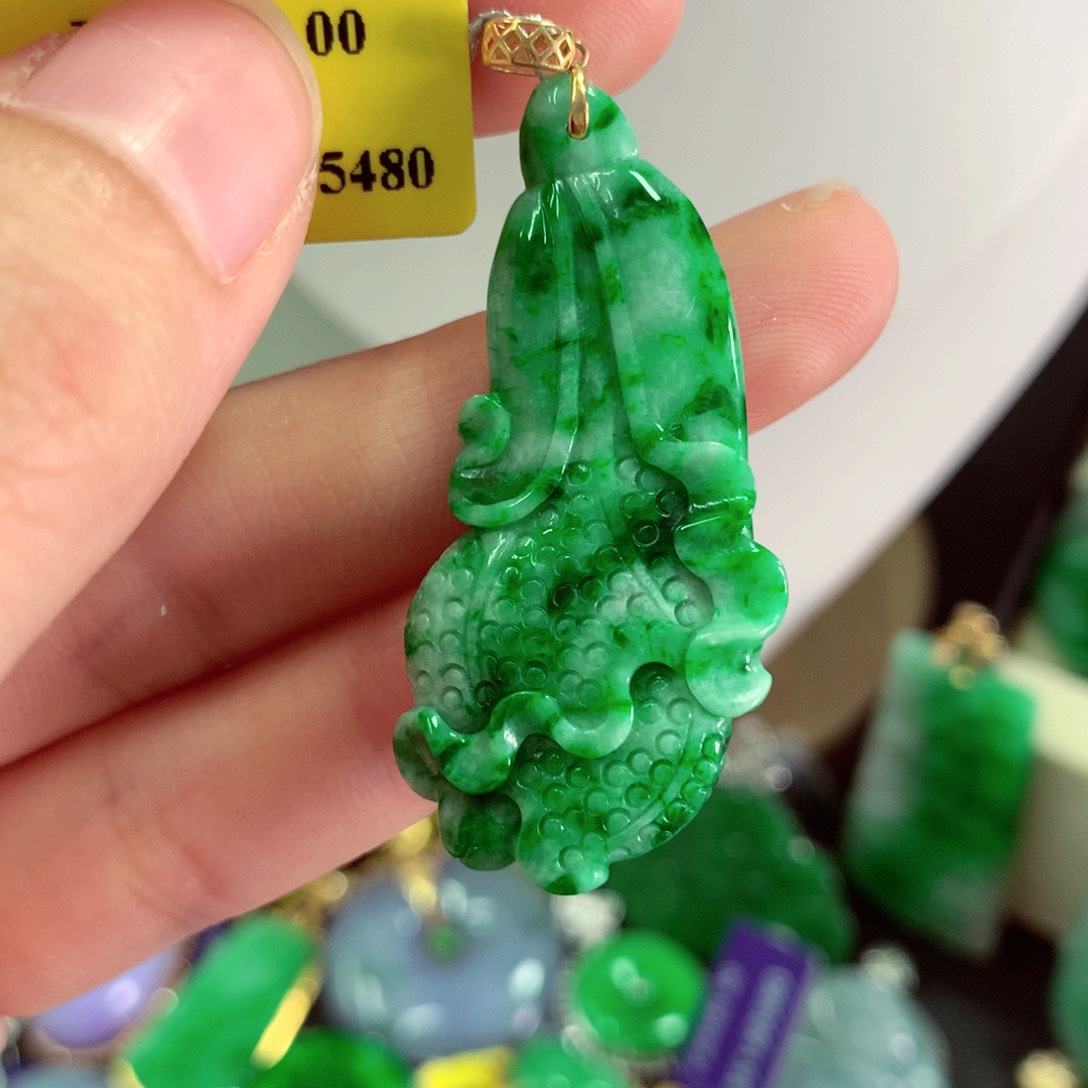 翡翠18K金镶嵌吊坠(不含链)