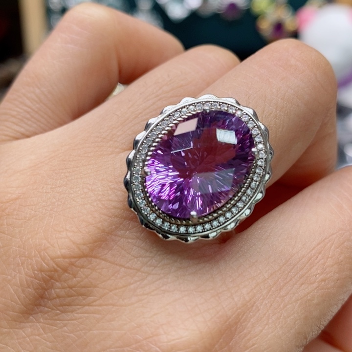 银S925镶嵌戒指水晶天然水晶戒指