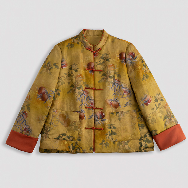 （金榴纳福）高级感新中式国风显瘦减龄气质驼绒棉服--61048