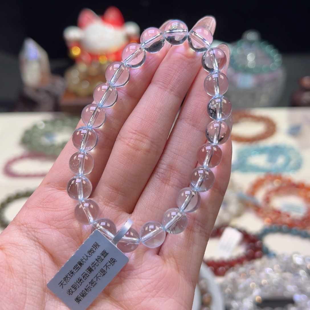 托帕石手串未镶嵌8m天花板级蓝托帕