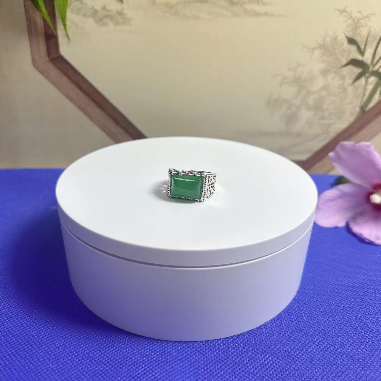 434-玛瑙苹果绿戒指活口可调-镶嵌（多样性发货）（ZF）