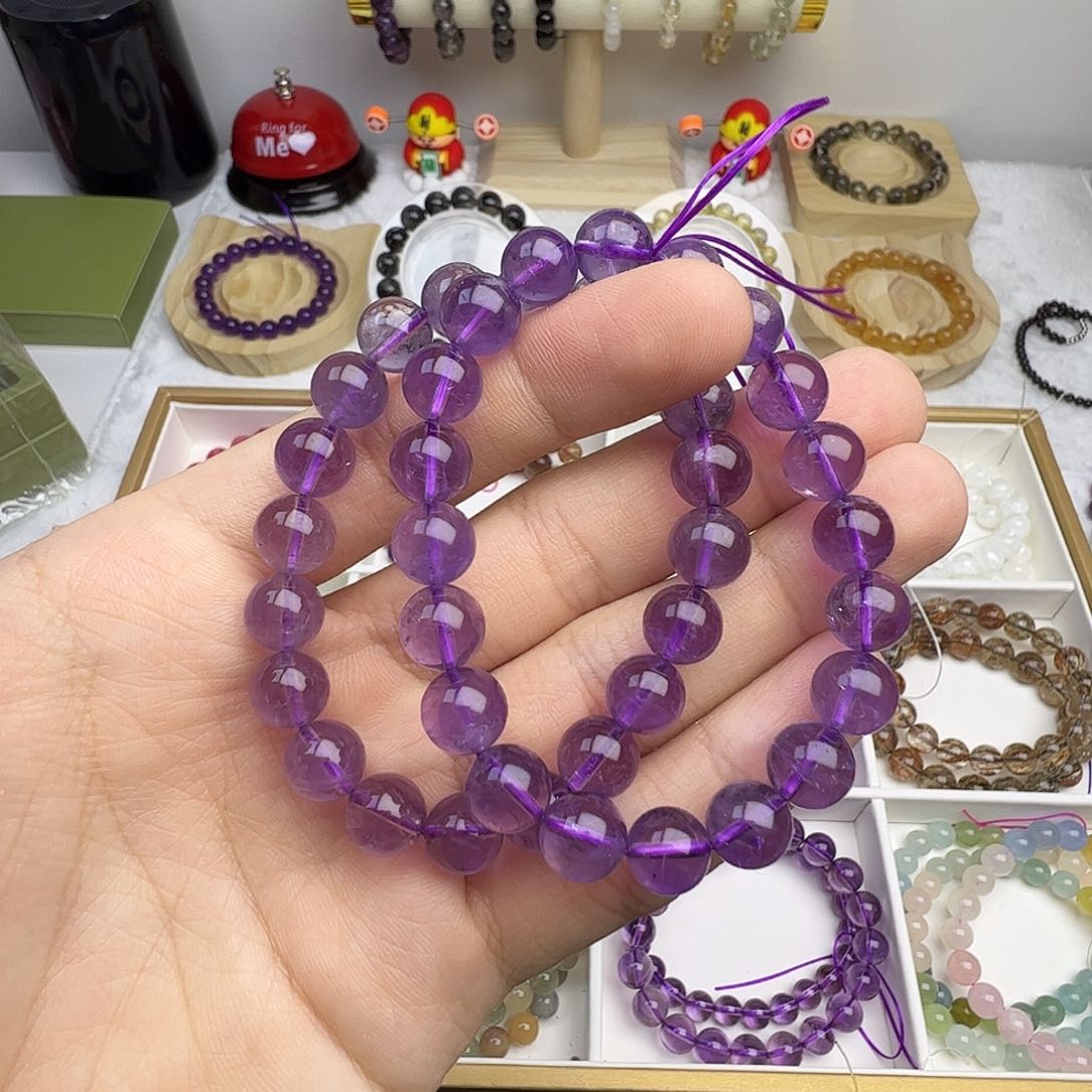 紫晶手串未镶嵌薰衣草紫水