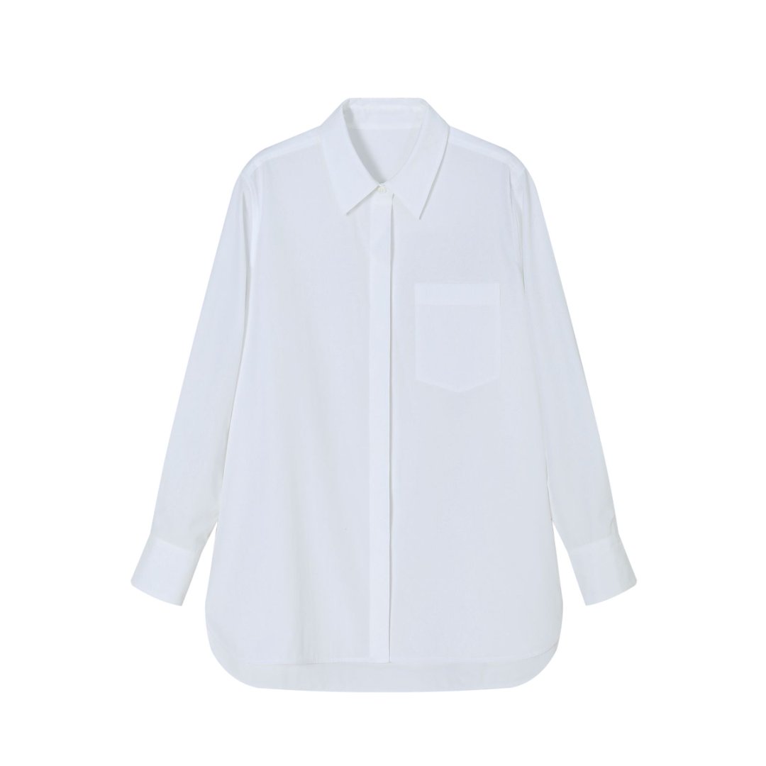 2025年新款女士休闲时尚简约大牌宽松白色衬衫领气质长袖百搭衬衣