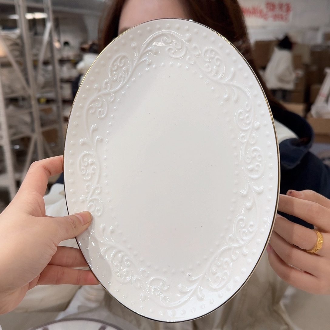 瓷25cm长条盘外贸尾单