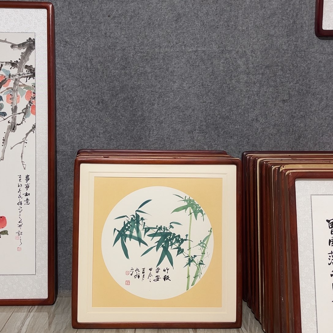 国画书画作品带框63×63