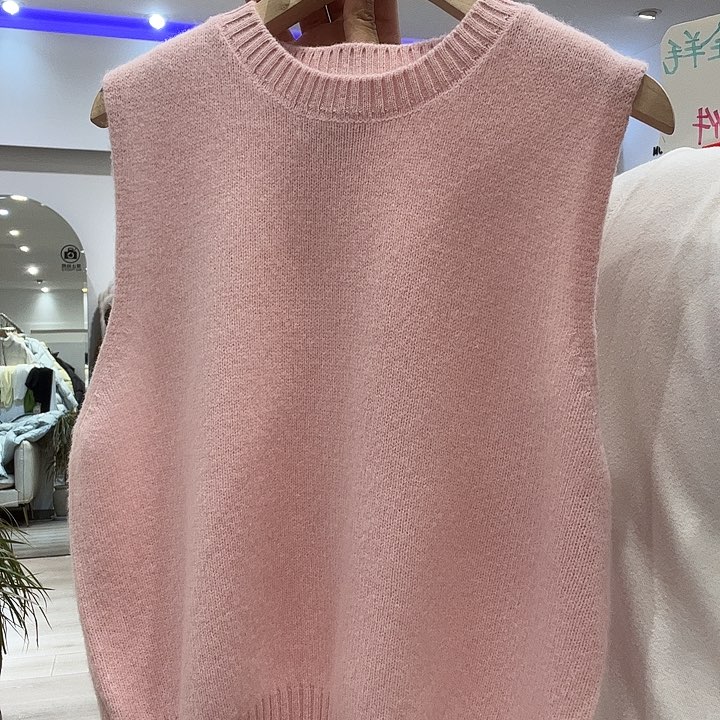 开*妞转角家打底毛衣马甲