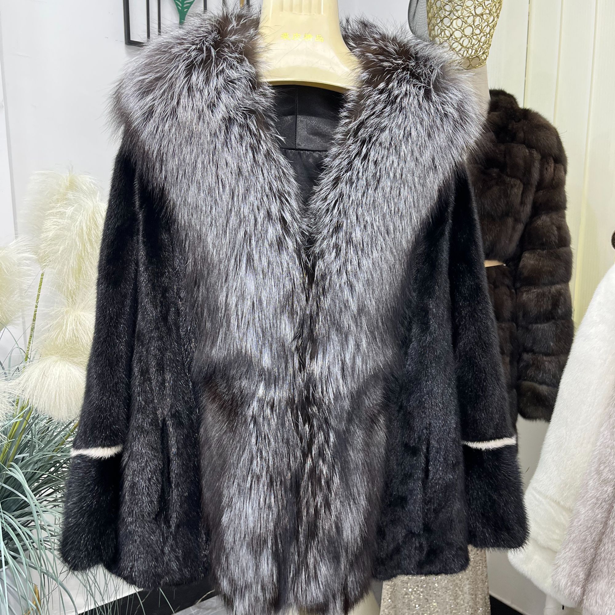 貂皮大衣女时尚气质蝙蝠袖整貂裘皮水貂皮草外套