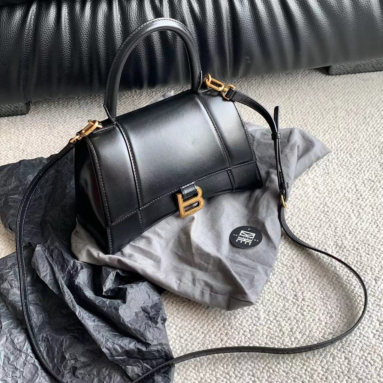 95新 Balenciaga/巴黎世家 黑金s码沙漏包 14894170 