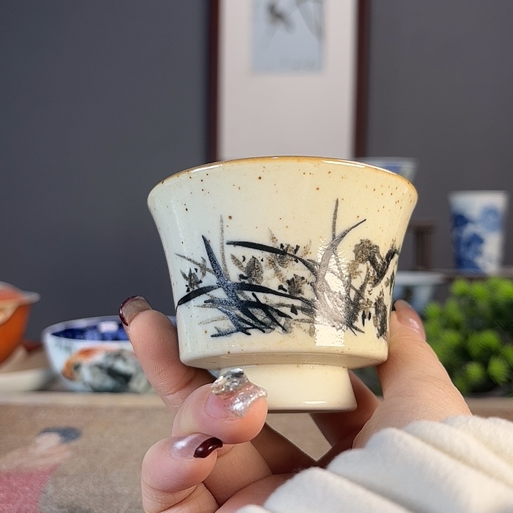 摆件景德柴烧茶杯多人
