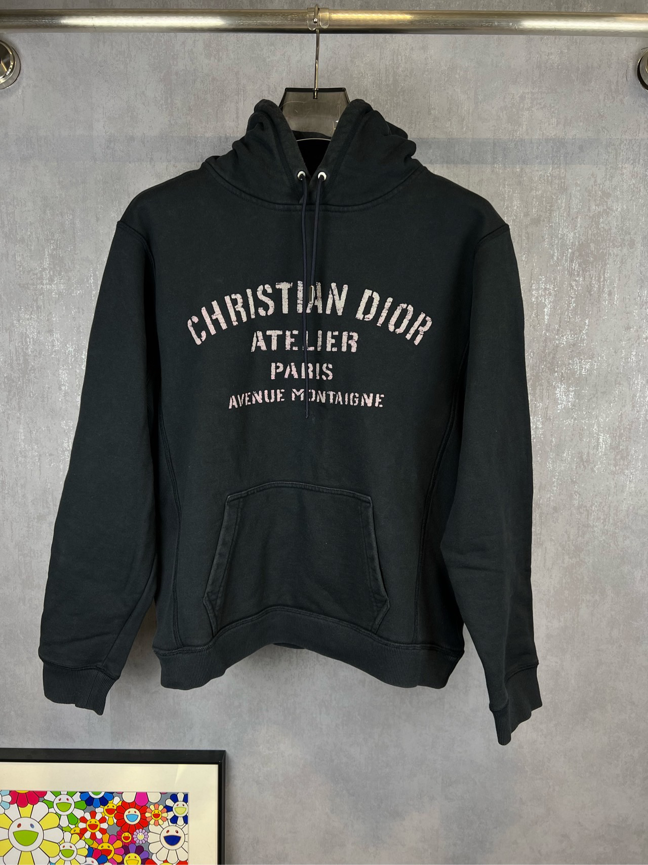 95新 DIOR/迪奥 DIOR迪奥植绒标语LOGO帽衫 XL码 98新 A10897