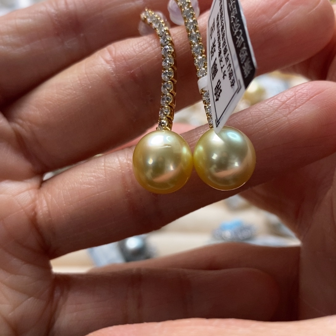 海水珍珠耳饰银S925镶嵌