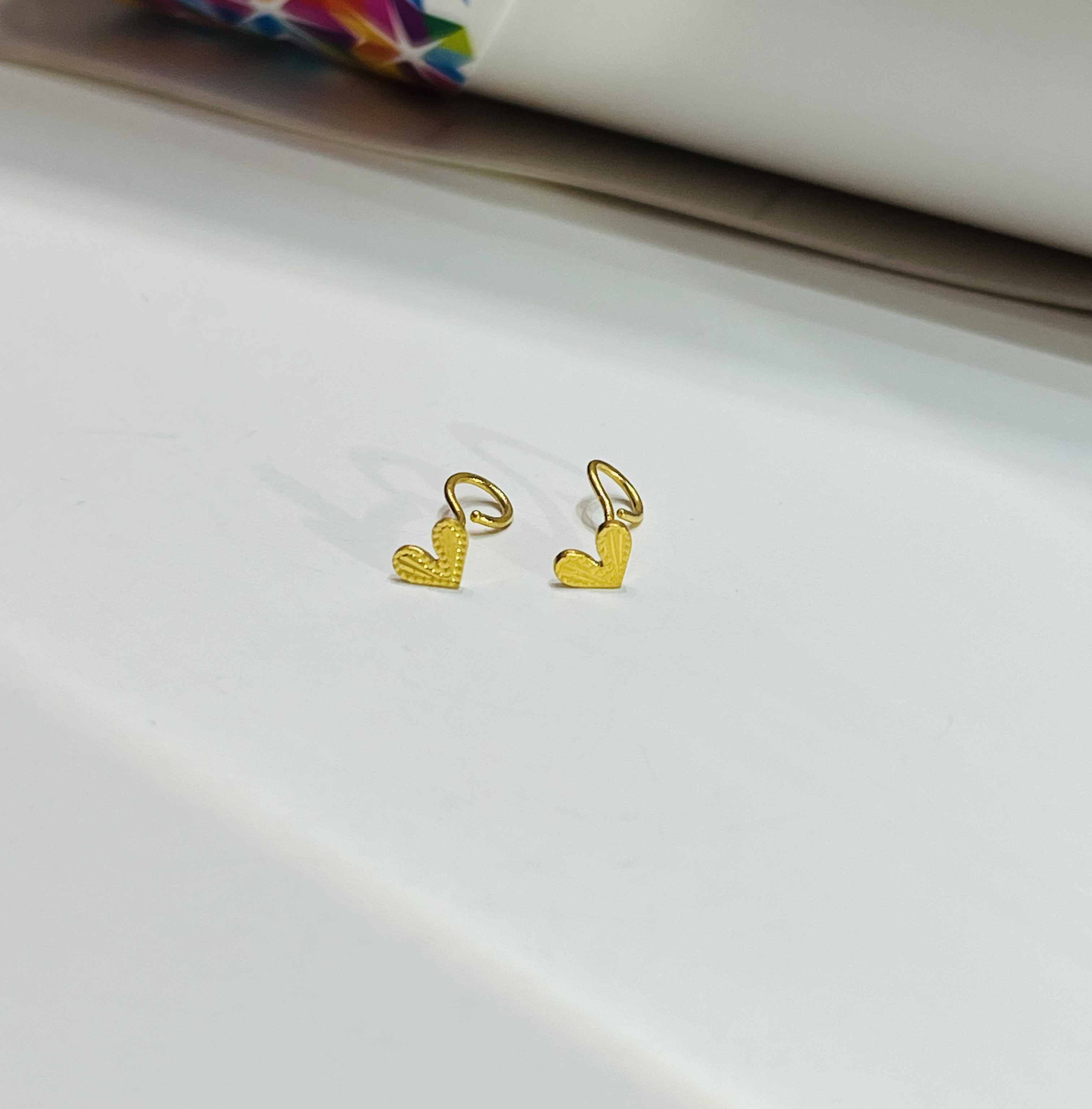 年终狂欢季  足金999 精致小爱心弯针黄金耳钉 甜美风格气质女神