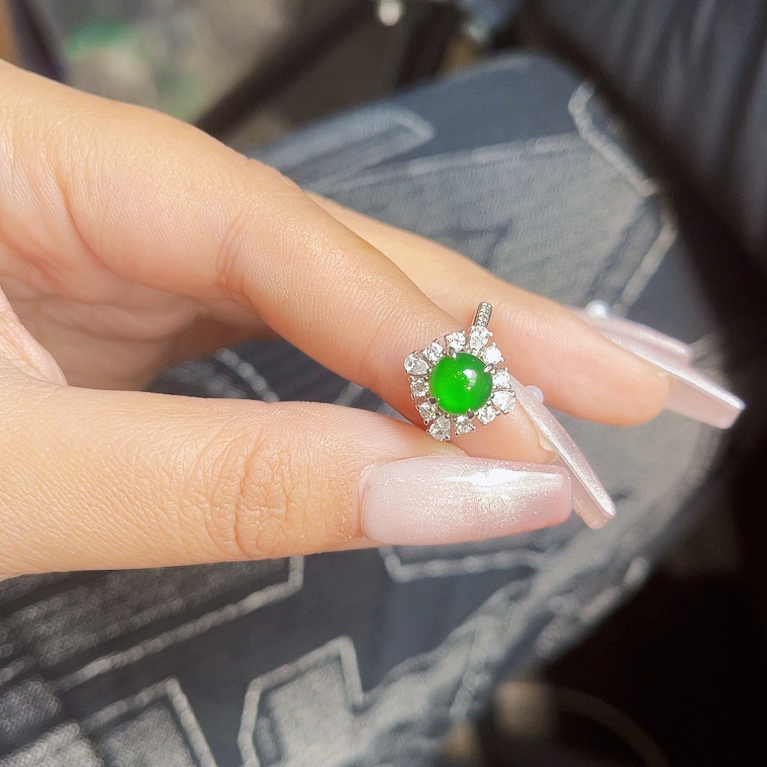 翡翠戒指银S925镶嵌戒指