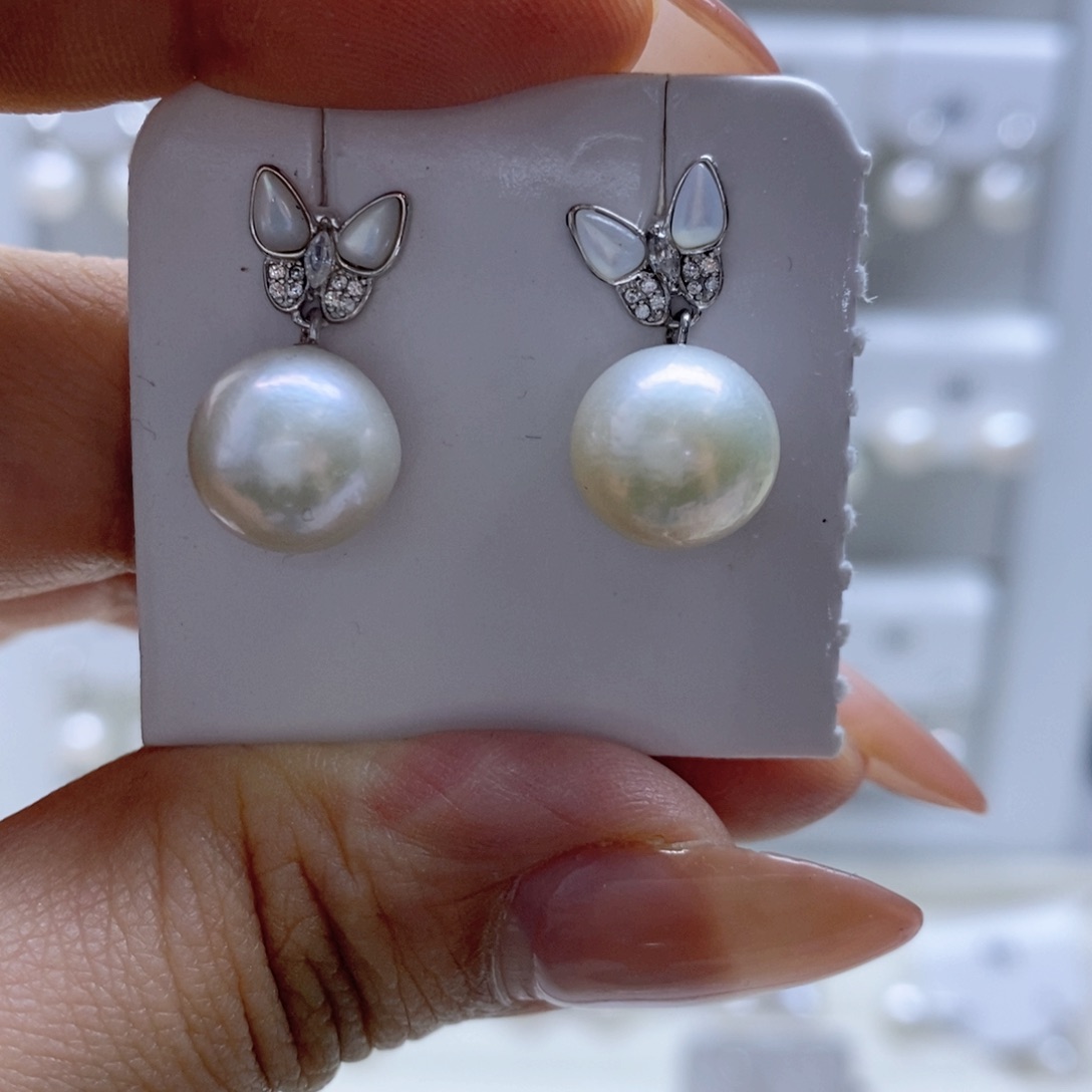 淡水珍珠耳饰银S925镶嵌