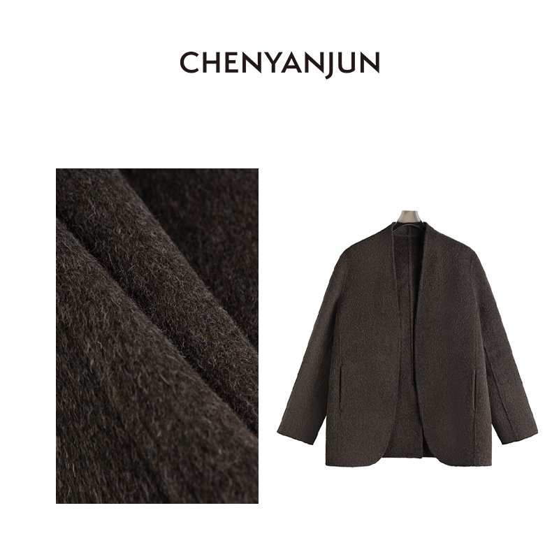陈妍君【无领西服羊驼毛冬款双面呢大衣外套】CYJ01-TTO124-T246