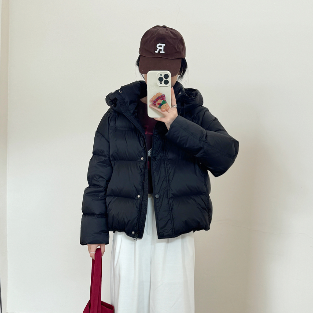 预售/泡芙款加厚保暖韩系减龄连帽白鸭绒羽绒服女