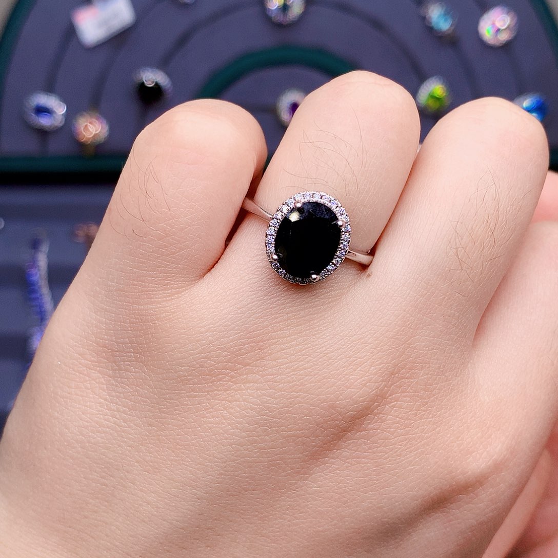 蓝宝石戒指银S925镶嵌