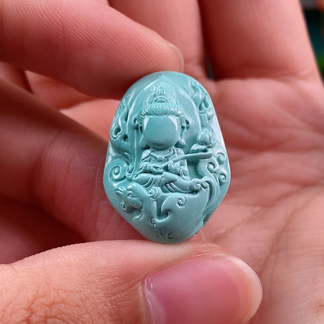 绿松石珠宝奇石未镶嵌御凤观音
