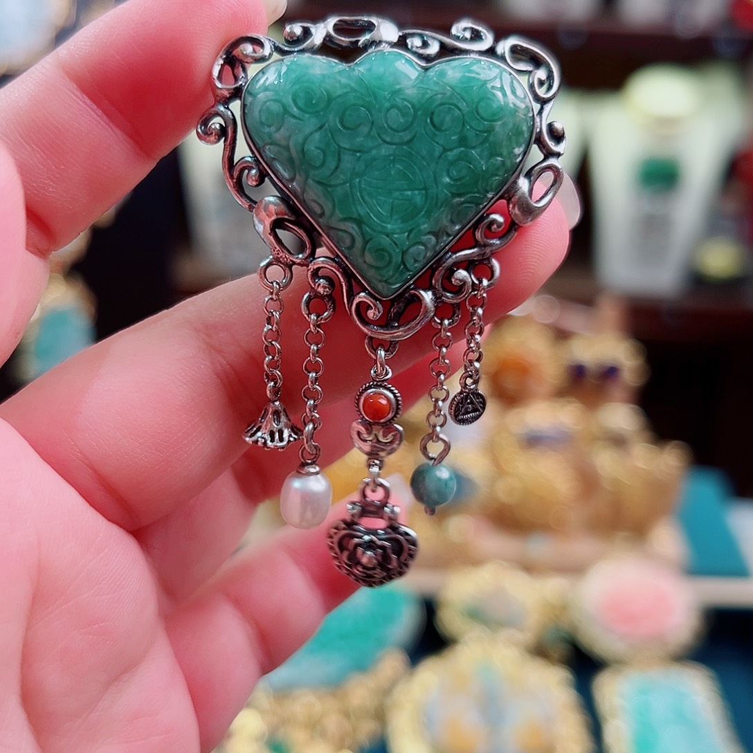 翡翠银S925镶嵌戒指/指环