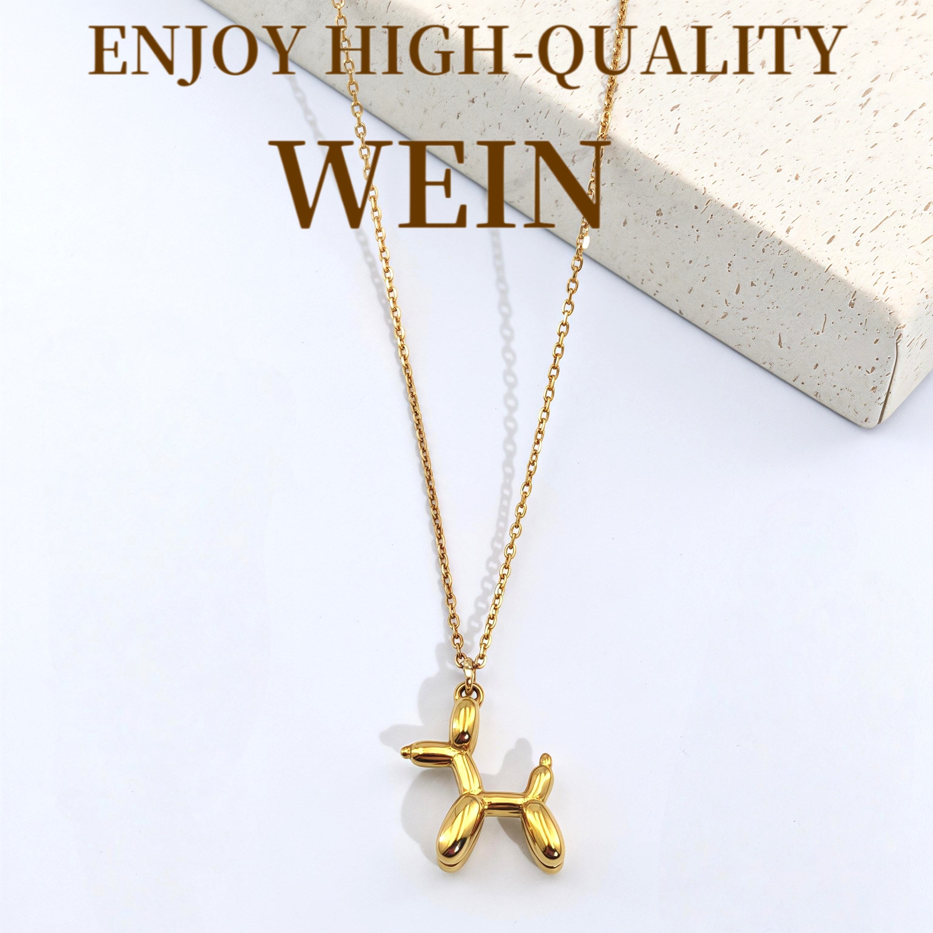 WEIN 钛钢项链 金色气球小狗Ins轻奢不掉色百搭时尚简约气质可爱