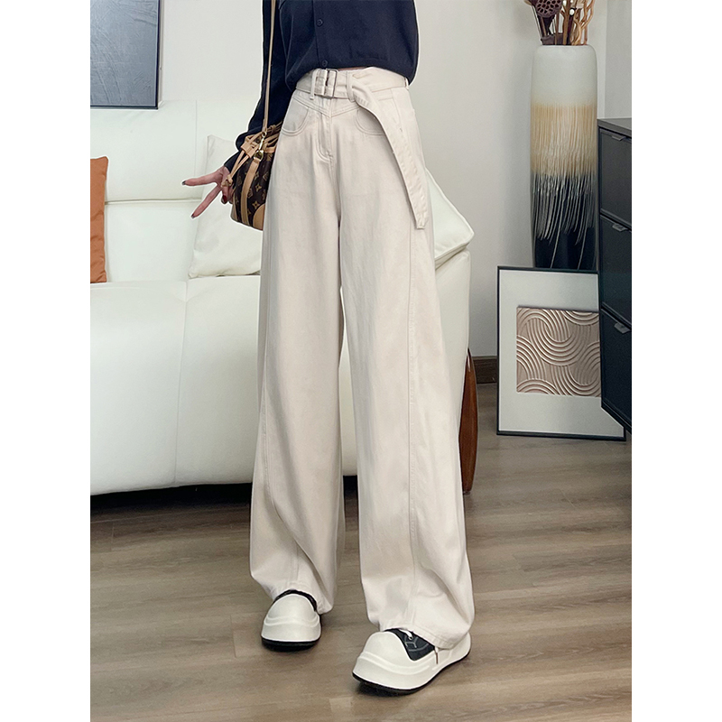 珀光•美式范2025春季复古弯刀牛仔裤女高腰腰带设计