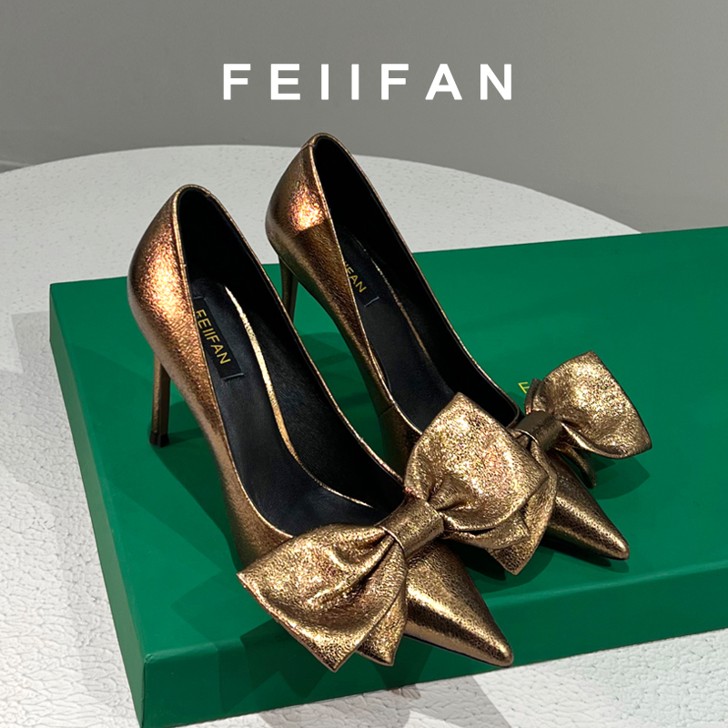 【现货】高跟鞋2025春秋新款女鞋细跟小众气质百搭蝴蝶结单鞋女7570