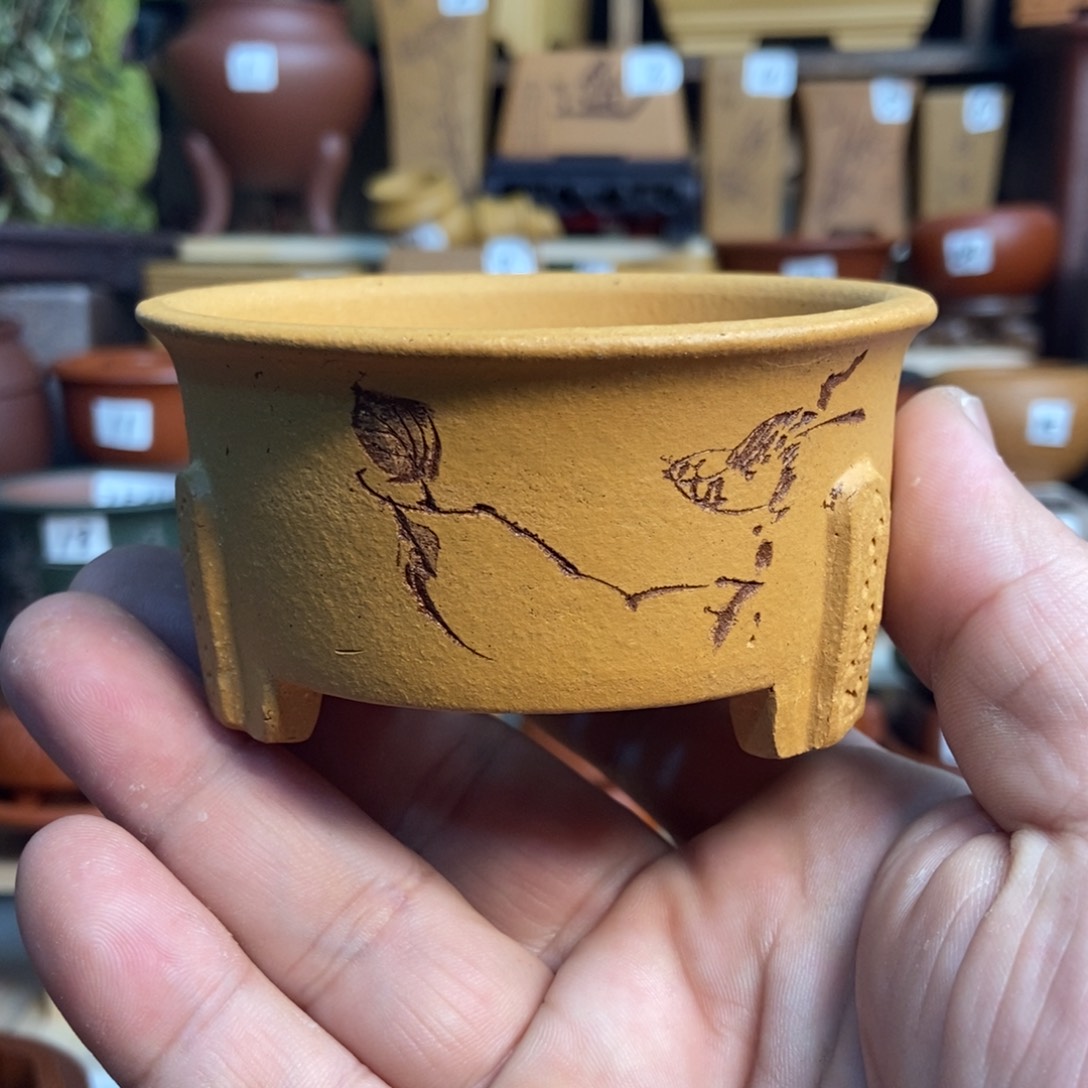 紫砂花盆内口经尺寸7.5×3.5