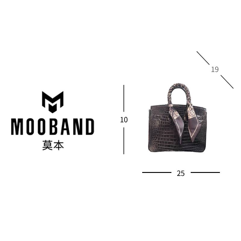 MOOBAND    2025上新鳄鱼皮手提包3031B-1 黑色 亮面 
