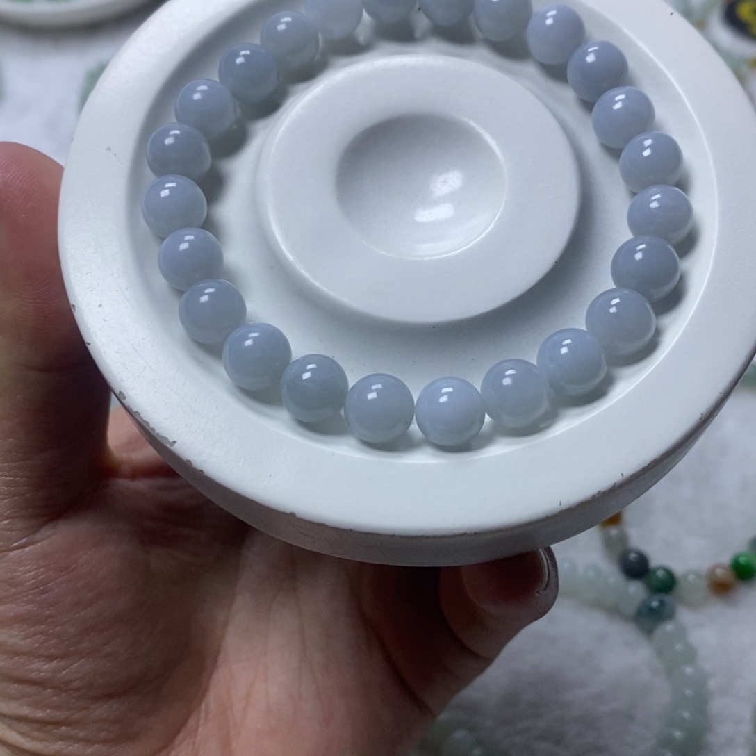 幸****未镶嵌手链翡翠紫色圆珠卡8.3