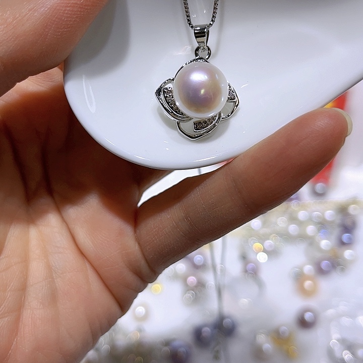 淡水珍珠白珠风车吊坠未镶嵌