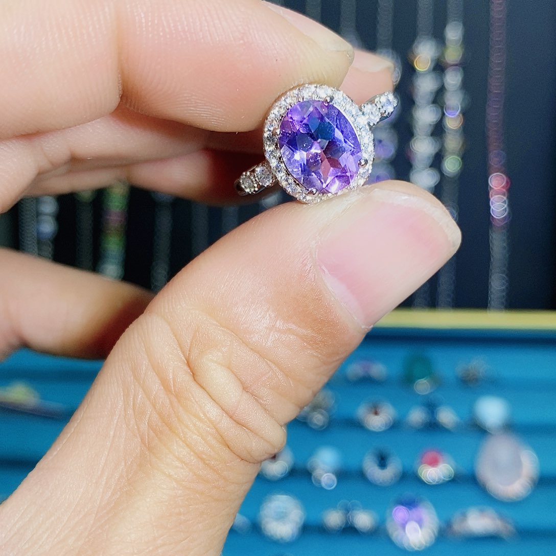 紫晶珠宝半成品银S925镶嵌