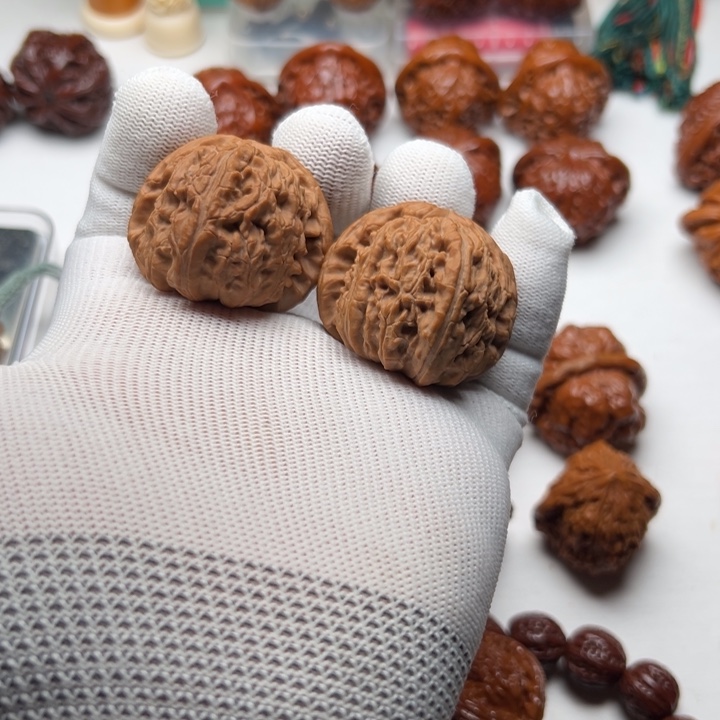 文玩核桃把件白狮子核桃，全品41+