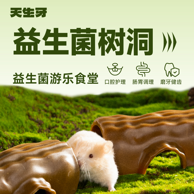 天生牙磨牙零食仓鼠益生菌树洞金丝熊吃住二合一躲避屋好吃新品