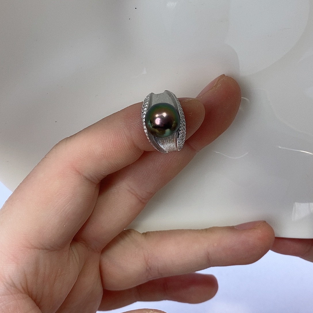 海水珍珠戒指银S925镶嵌