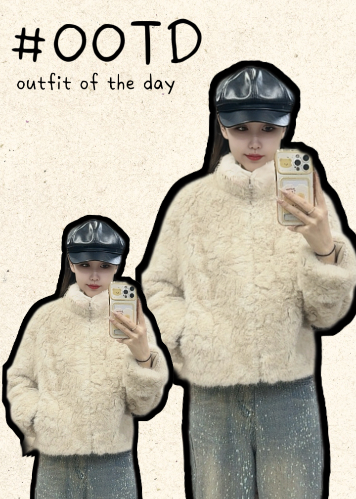 【啰啰私服】2025新品环保小湖羊皮毛一体设计师版毛毛外套