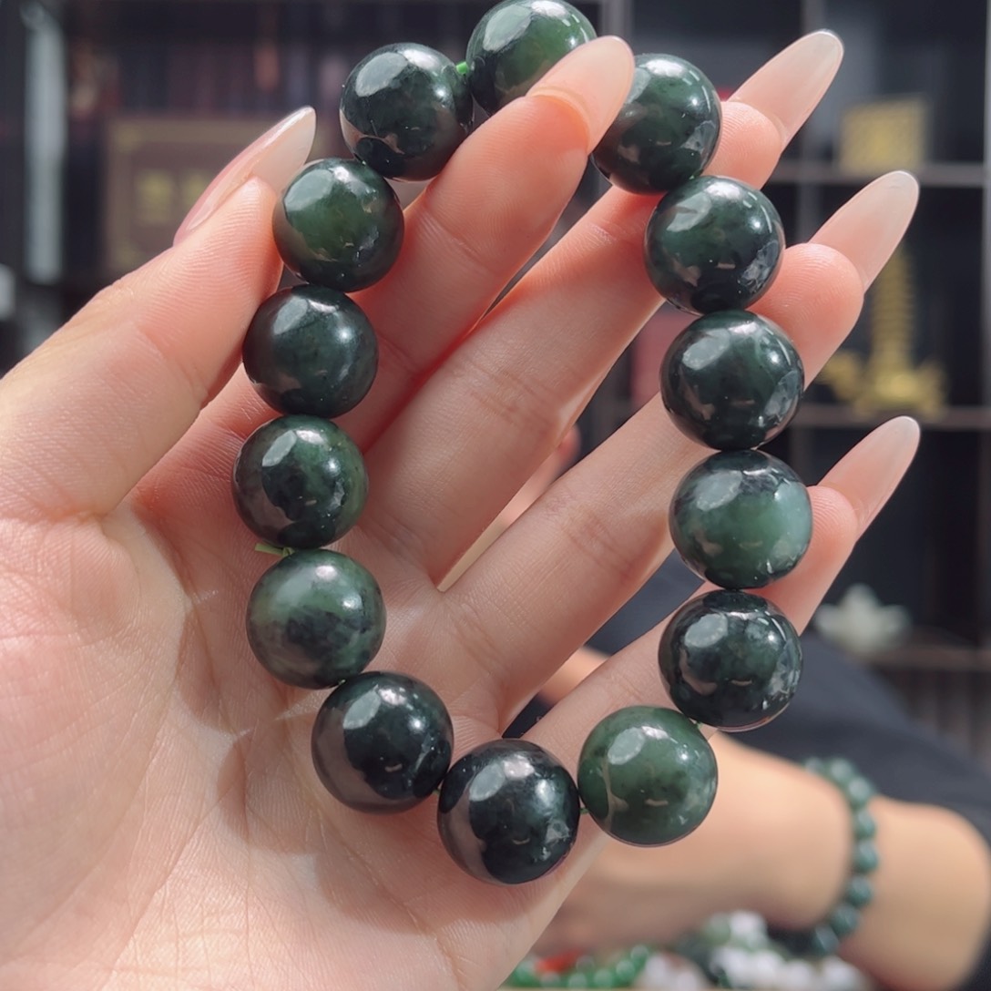 【闪购商品】和田玉手串未镶嵌纯天然青海料碧玉16mm
