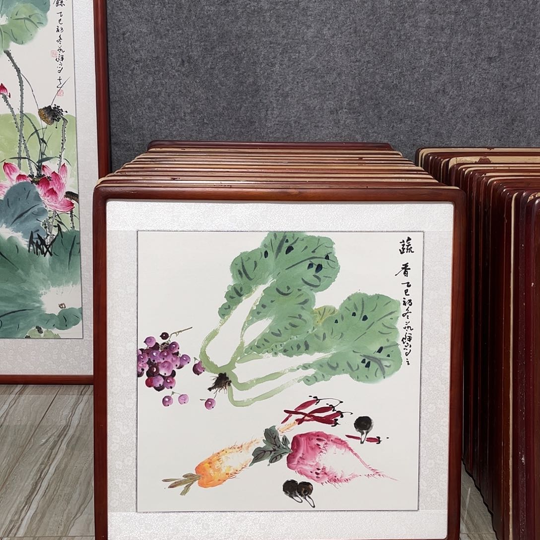 国画书画作品带框63×63
