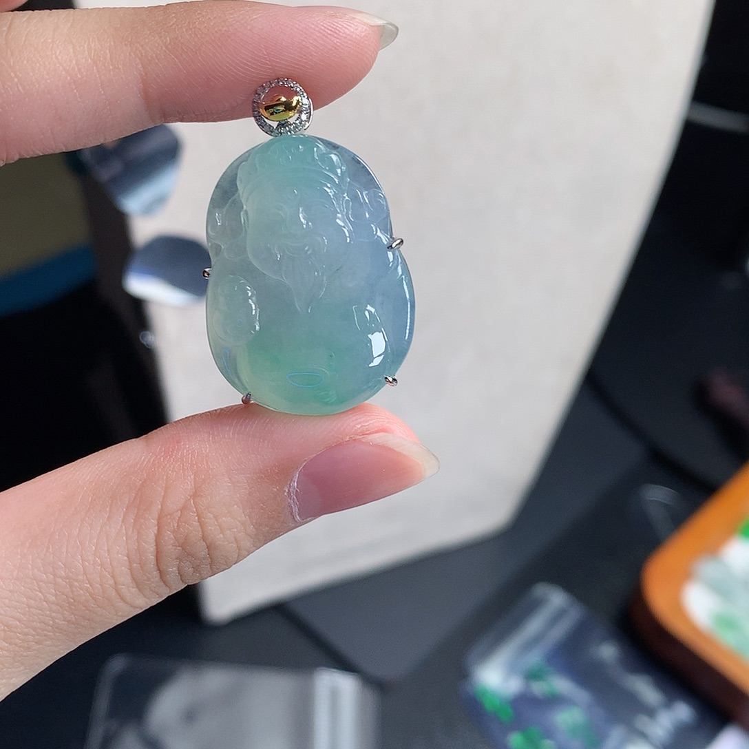 翡翠裸石缅甸天然A货翡翠冰种财神