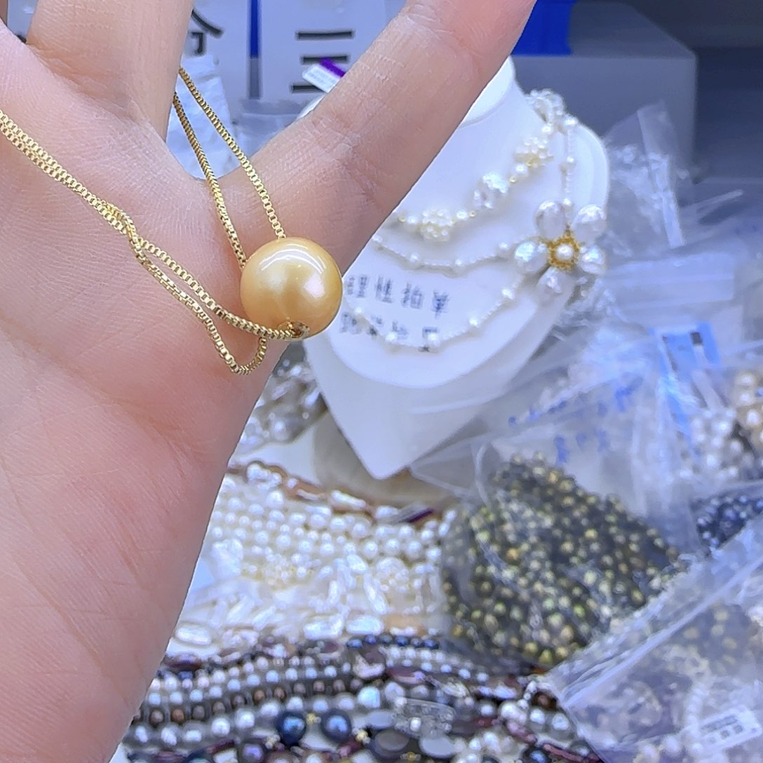 18K金镶嵌项链定制416淡水珍珠踮**尖