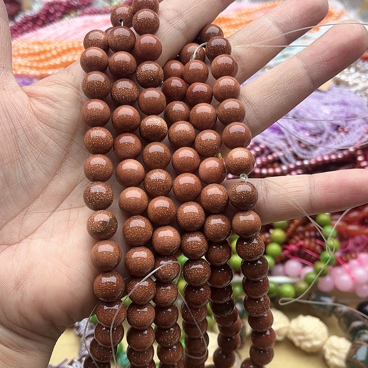 玛瑙/玉髓珠宝半成品未镶嵌一条10mm金沙石